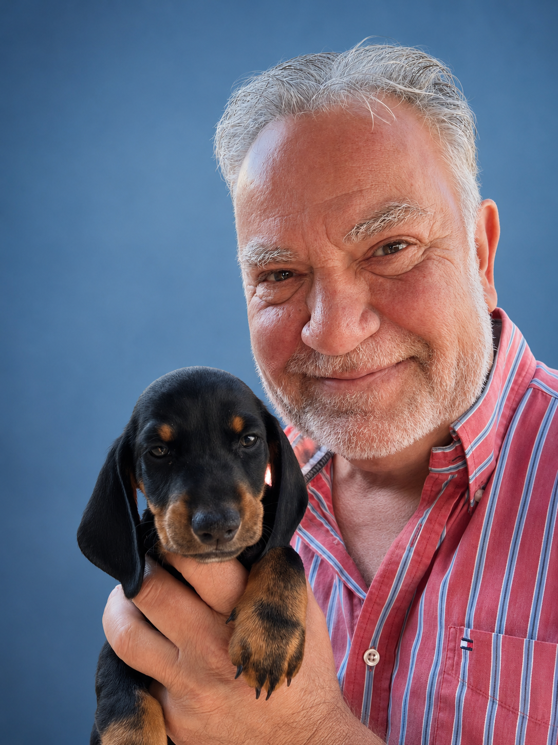 Willem Touw met een teckelpup